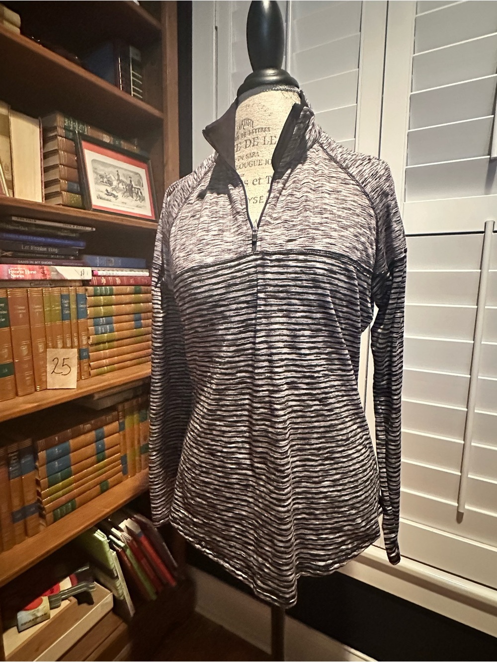 Avia Women's Black and White Striped Quarter-Zip Hoodie